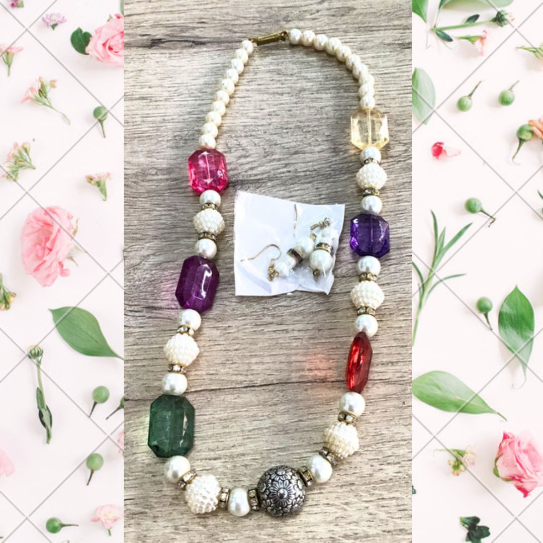 Joyas artificiales Collar multicolor de perlas | Artificial Pearl Multicolour Necklace Set