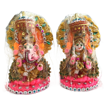 Estatua de Laxmi y Ganesha decorado | Lord Lakshmi and Ganesha Idol Statue for Pooja