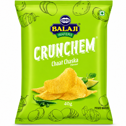 Aperitivos Patatas Fritas | Potato Chips Crunchem Chaat Chaska Wafers 40g Balaji