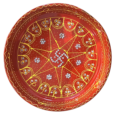 Plato decorativo para Pooja | Red Coloured Decorated Thali  For Pooja (Big)