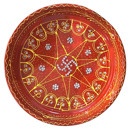 Plato decorativo para Pooja | Red Coloured Decorated Thali  For Pooja (Big)