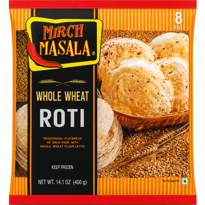 Pan Indio Roti Tradicional (Congelado) |  Whole Wheat Roti 400g/8pcs. Mirch Masala (Frozen)