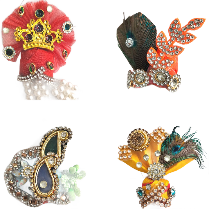 Adorno para la cabeza  | Designer Crown for god | Designer Mukut for pooja (size 0)