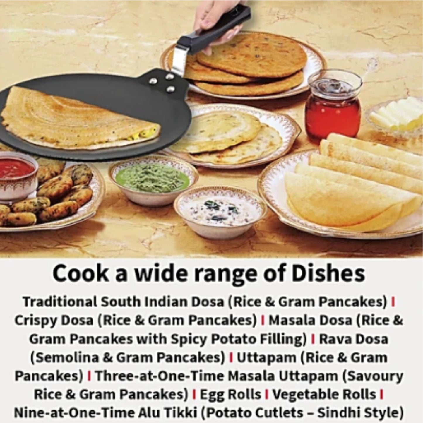 Plancha antiadherente aluminio  | Non Stick Hard Anodised Gas Base Dosa Tawa, 4.88 thick Futura NDT28