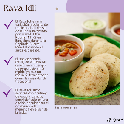 Rava Idli mix by Gits – A quick and easy breakfast idea: Indulga en la bondad de ingredientes vegetarianos puros con la mezcla de Gits Rava Idli de 200 g. Libre de aditivos artificiales, ¡es una opción saludable para cualquier comida del día!