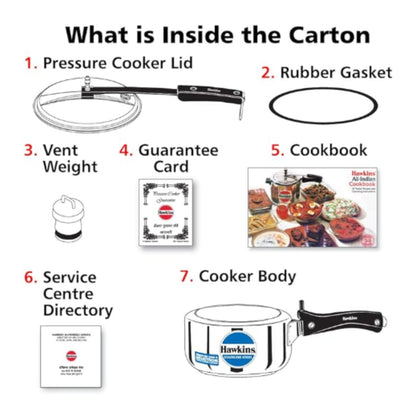 Olla de presion | Pressure Cooker (Stainless Steel) Hawkins 2Ltr. (Gas+Induccion) HSS20