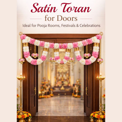 Adorno para puerta tradicional Toran con cinta de satén | Satin Ribbon Door Toran for festivals