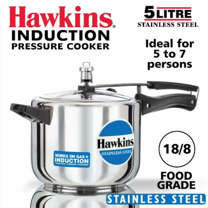 Pressure cooker | Pressure Cooker (Stainless Steel) Hawkins 5Ltr. (Gas+Induction) HSS50