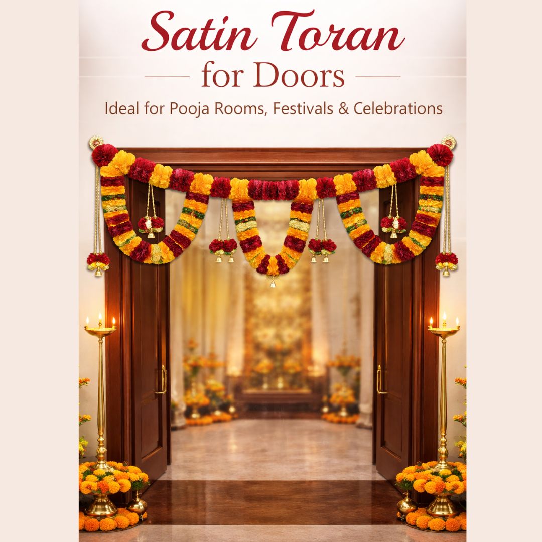 Adorno para puerta tradicional Toran con cinta de satén | Satin Ribbon Door Toran for festivals