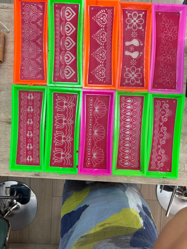 Kit de Fabricación de Rangoli | Rangoli Making (Stencil) Plastic Kit (1 Piece, Ready to Draw) 4*4 inches