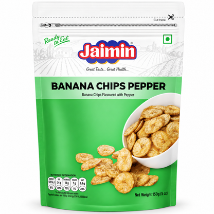 Aperitivos Plátano Chips de Pimienta | Black Pepper Banana Chips 175g Jaimin