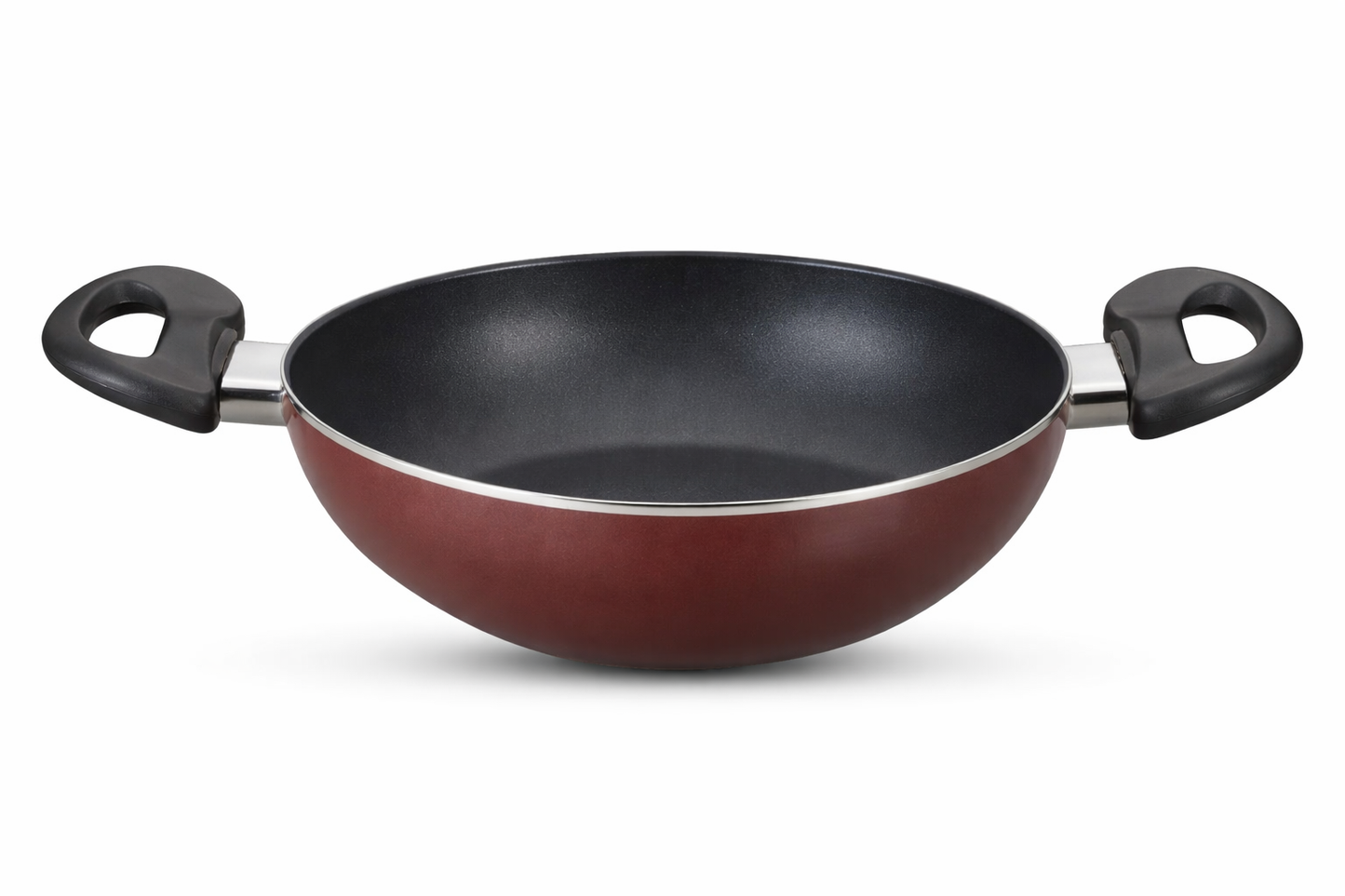 Sartén profunda | Kadai Aluminium Non-Stick 24 Cm-2.4 L in Maroon & Black (Gas+Induccion) Prestige