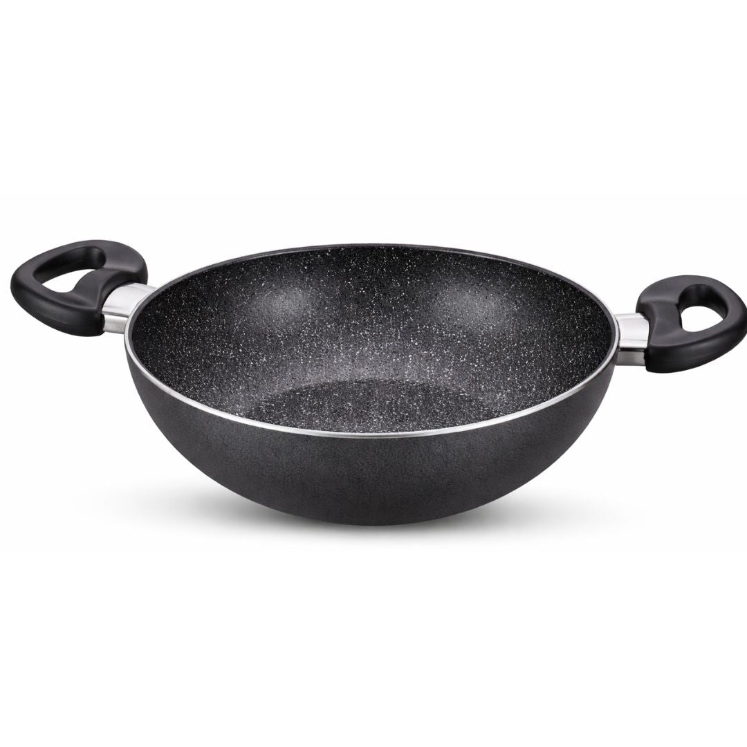 Sartén profunda | Kadai Aluminium Non-Stick 24 Cm-2.4 L in Maroon & Black (Gas+Induccion) Prestige