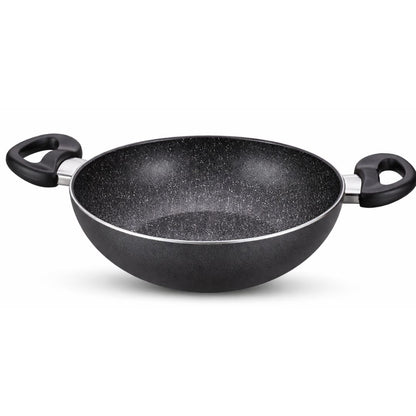 Sartén profunda | Kadai Aluminium Non-Stick 24 Cm-2.4 L in Maroon & Black (Gas+Induccion) Prestige
