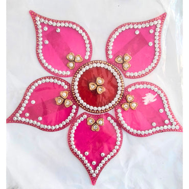 Decoraciones de piso Rangoli Acrílico | Rangoli Floor Decorations Acrylic Shape with Studded Stones and Sequins for Traditional Festive (9.8 inch diameter)
