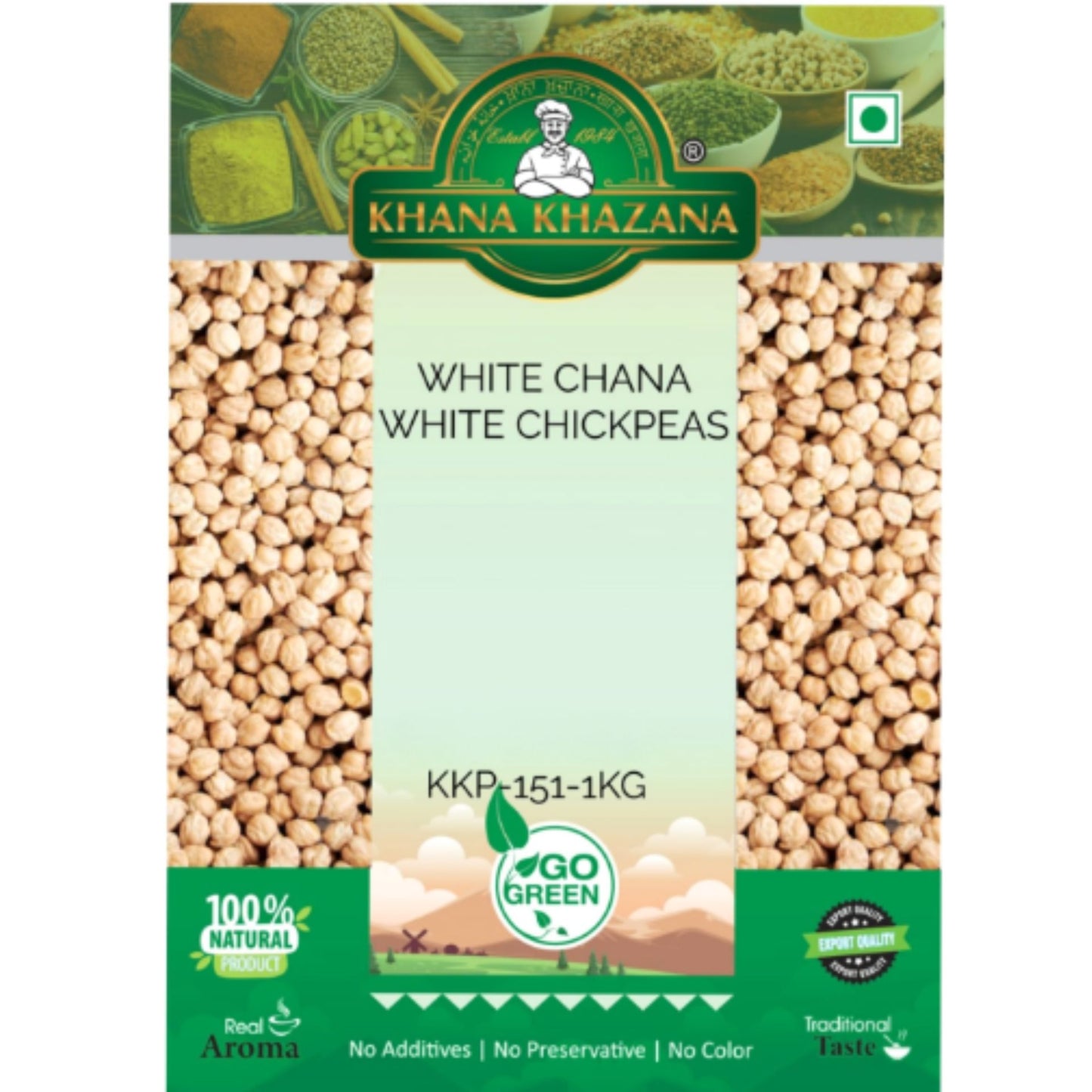 Garbanzos Blanco (Cicer arietinum, tipo Desi) | White Chick Peas 1kg Khana Khazana
