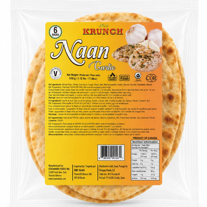 Pan Naan de Ajos de la India | Garlic Naan 510g/6pcs. New Krunch