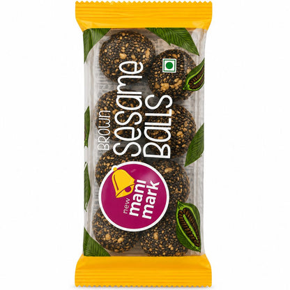 Dulce Bolitas de Sésamo Marrón y Panela | Til Gud Laddu  | Brown Sesame Balls 60g Manimark