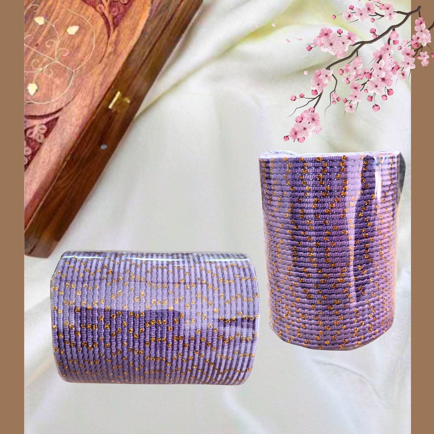 Pulsera | Purple Sparkling Glitter Bangles - 4 pieces (size -2.6)