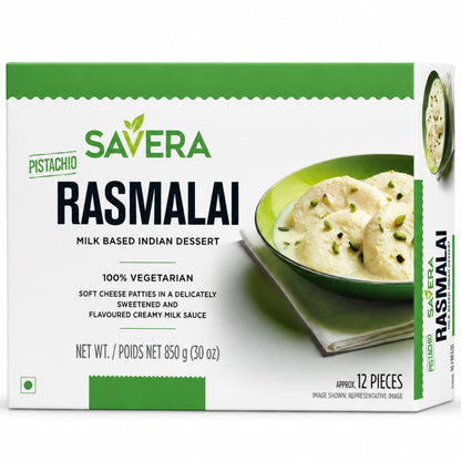 Postre de requeson en crema de leche con cardamomo y pistacho (Congelado) | Rasmalai (Frozen) 850g/12pcs. Savera (Frozen)