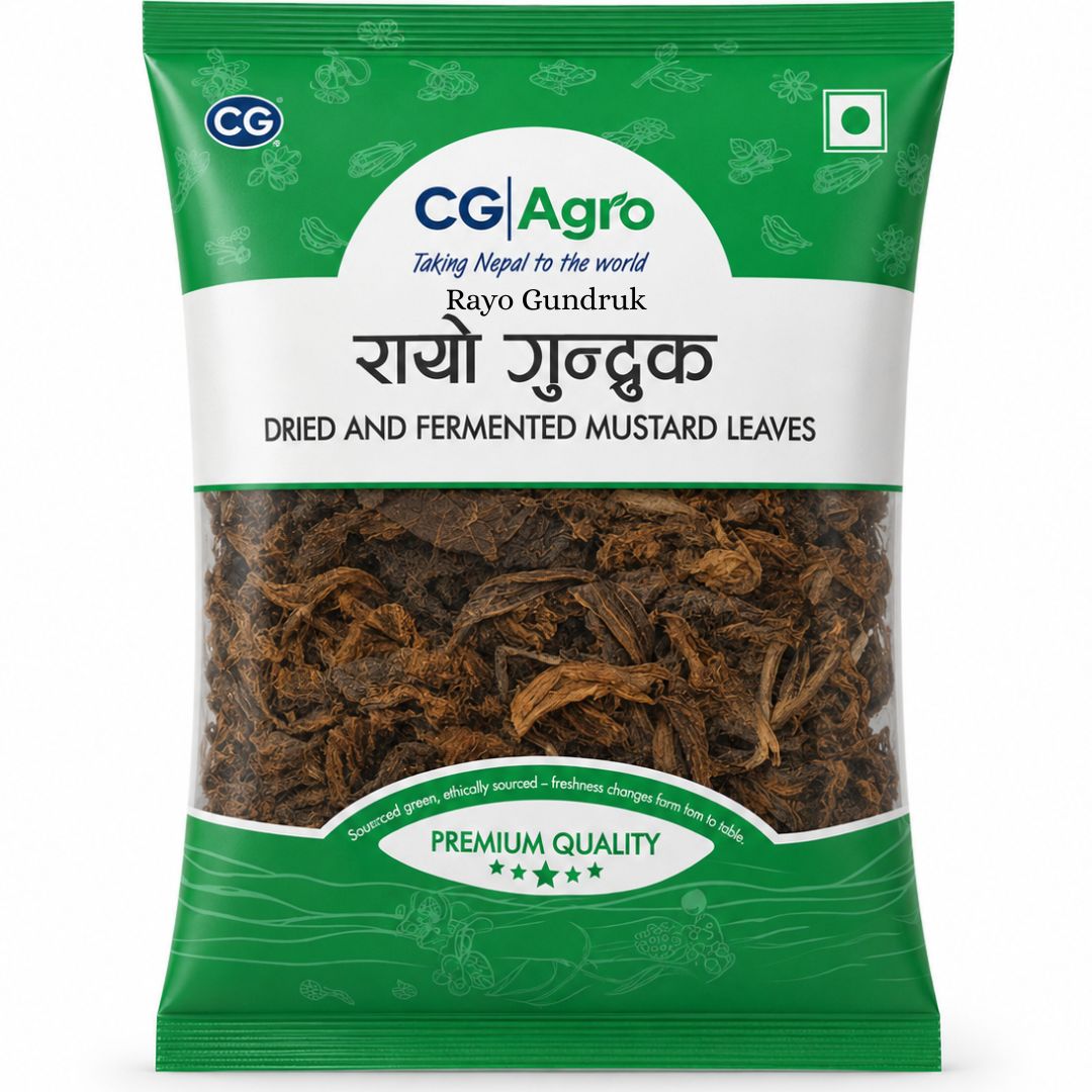 Especias Hojas de mostaza secas y fermentadas | Rayo Gundruk (Dried and Fermented Mustard Leaves) 100g CG Agro