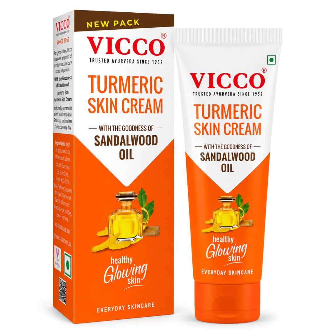Crema para La piel de Cúrcuma con Aceite de Sándalo | Vicco Turmeric Skin Cream with Sandalwood Oil 70G