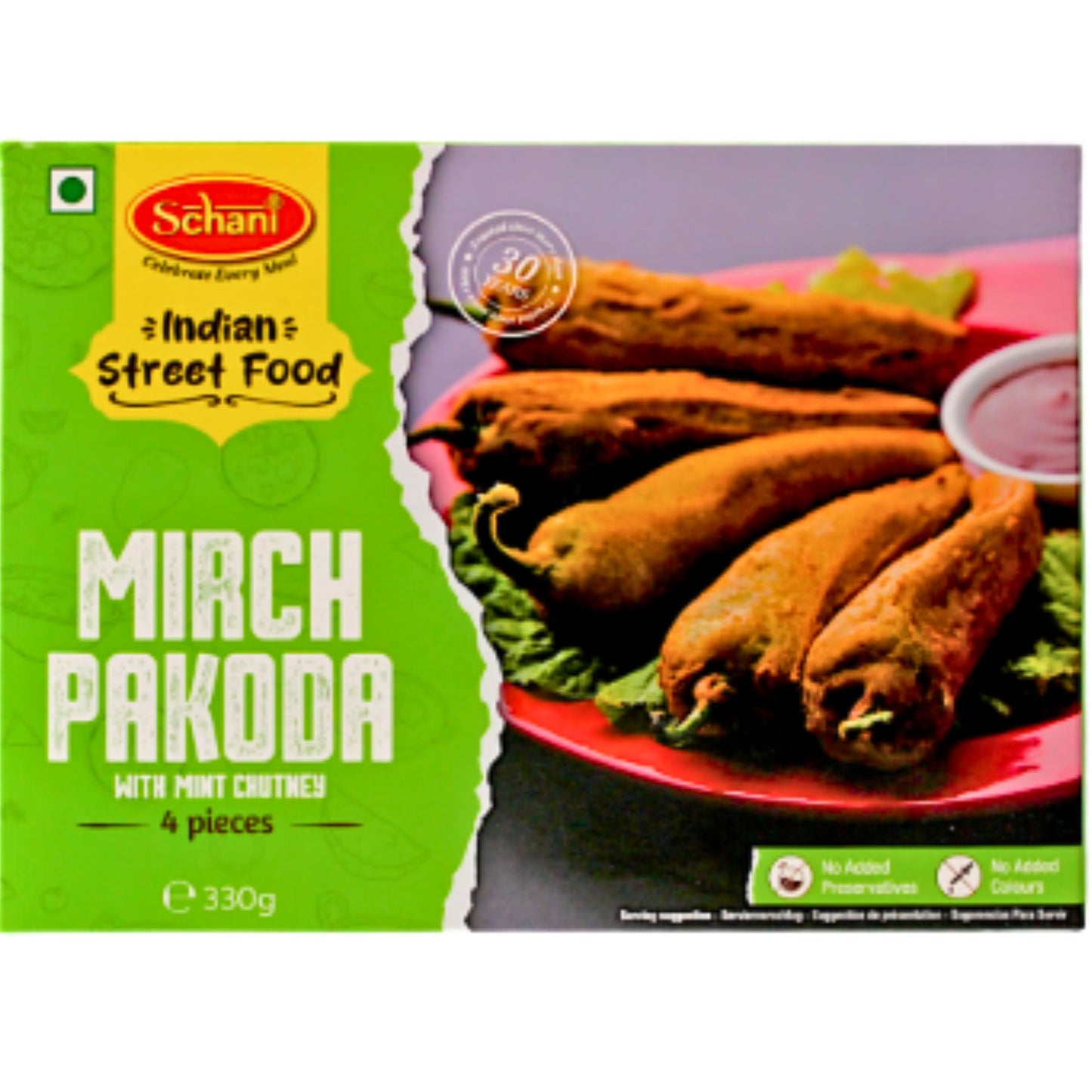 Crujientes buñuelos de guindillias rellenos con un sabroso relleno de papa (Congelado) | Mirchi Pakoda (Frozen) 330g/4pcs. Schani (Frozen) (BB-7th Dec'27)