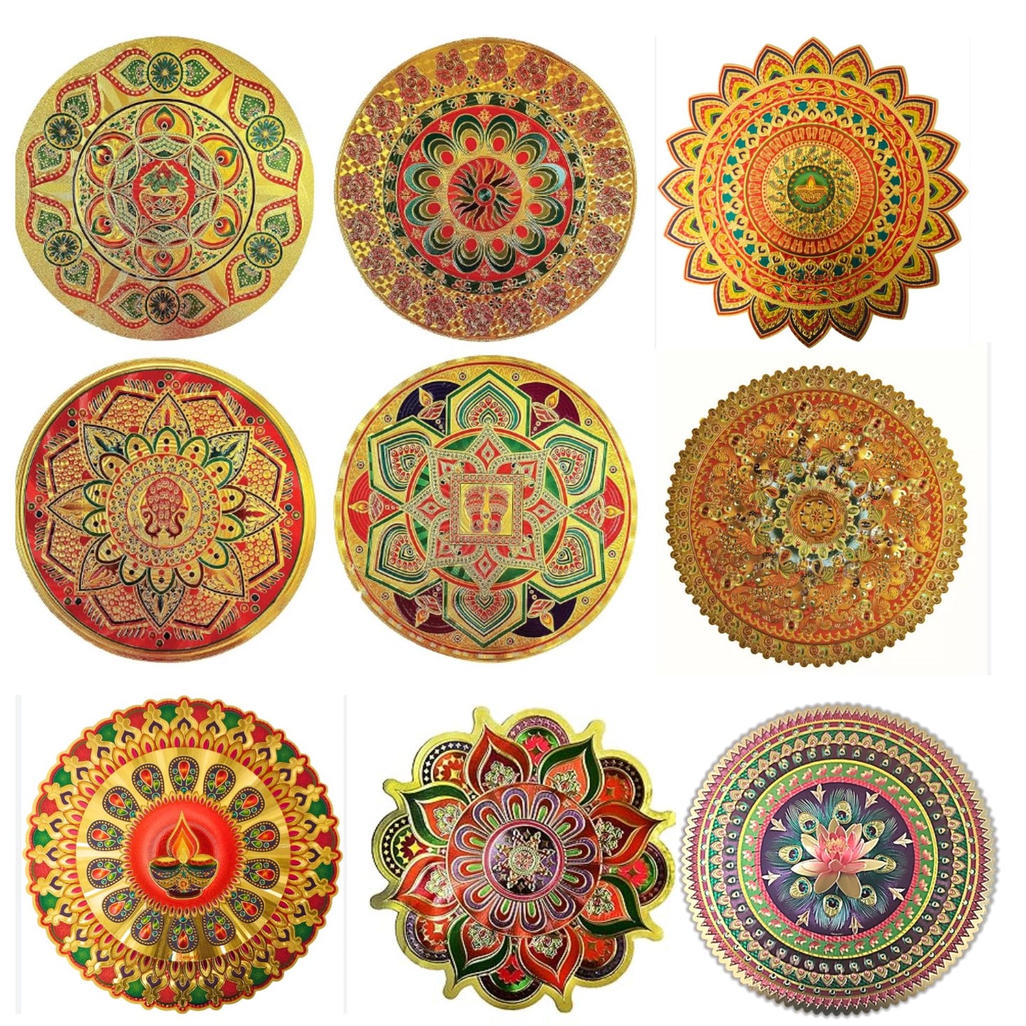 Rangoli Pattern Floor Stickers | Rangoli Pattern Floor Stickers in Golden (Floor Covering Area) 