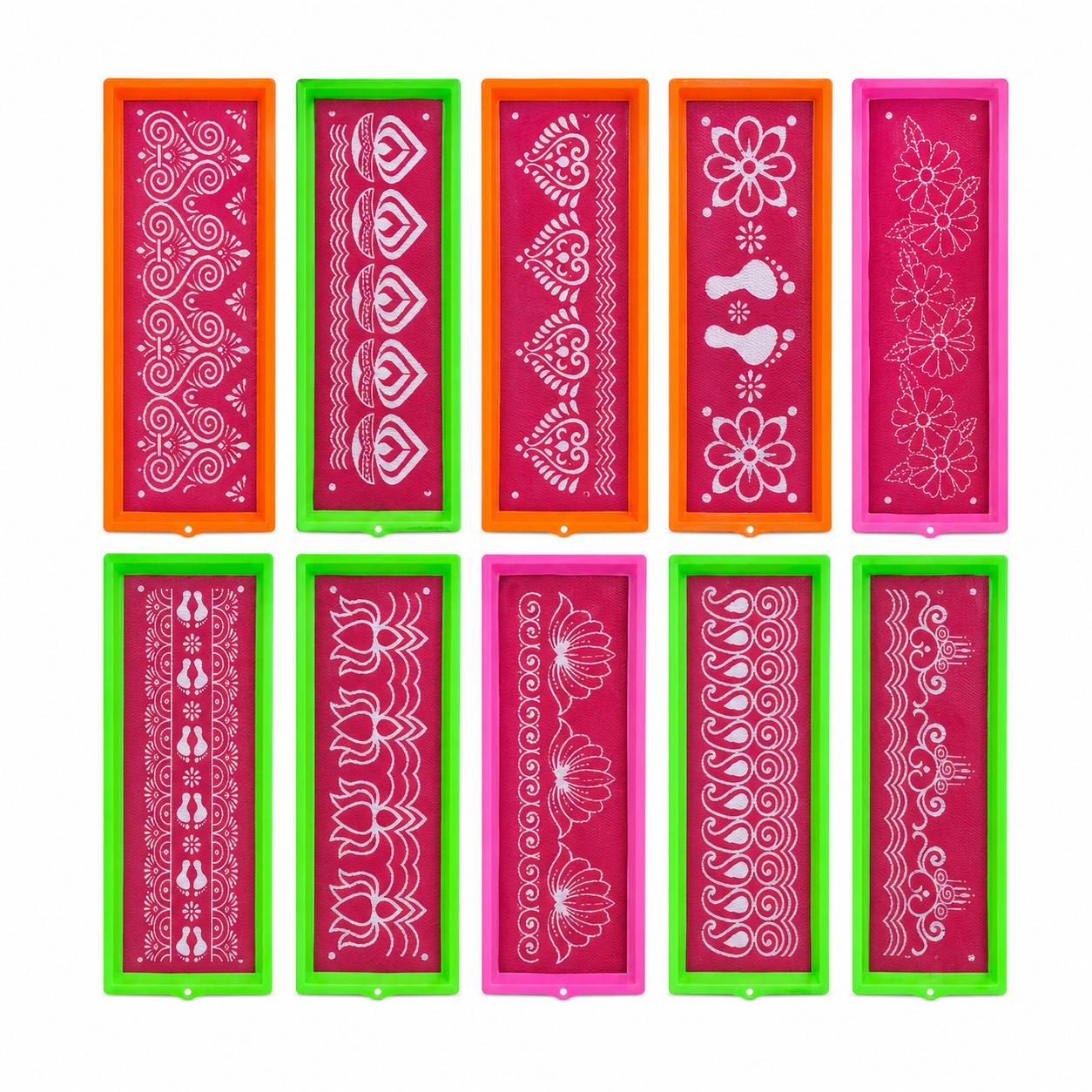 Kit de Fabricación de Rangoli | Rangoli Patti (Stencil) Plastic Kit (1 Piece, Ready to Draw)  4*12 inches