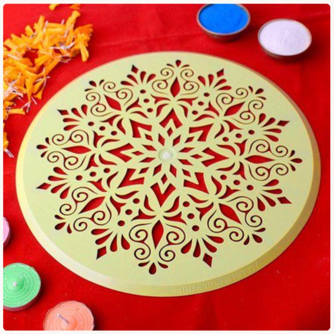 Kit de Fabricación de Rangoli | Rangoli Making (Stencil) Plastic Kit (1 Piece, Ready to Draw) 8inches