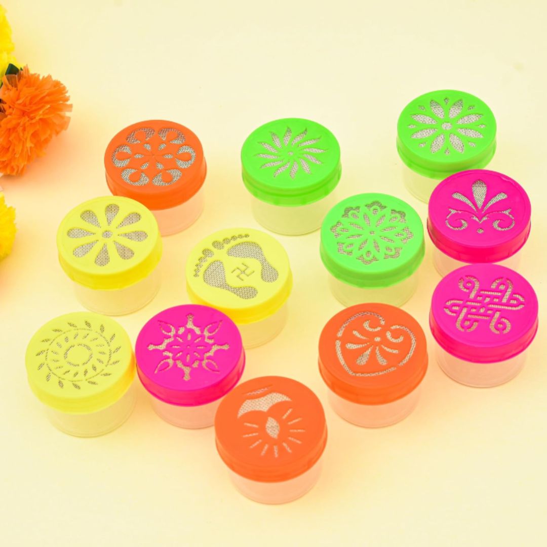 Kit de Fabricación de Rangoli | Rangoli Stamp Dibbi (Stencil) Plastic Kit (1 Piece, Ready to Draw)