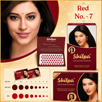 Bindi Rojo | Velvet Sticker Kumkum | Bindi Red in colour and Size-7 Shilpa
