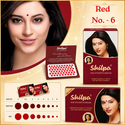 Bindi Rojo | Velvet Sticker Kumkum | Bindi Red in colour and Size-6 Shilpa