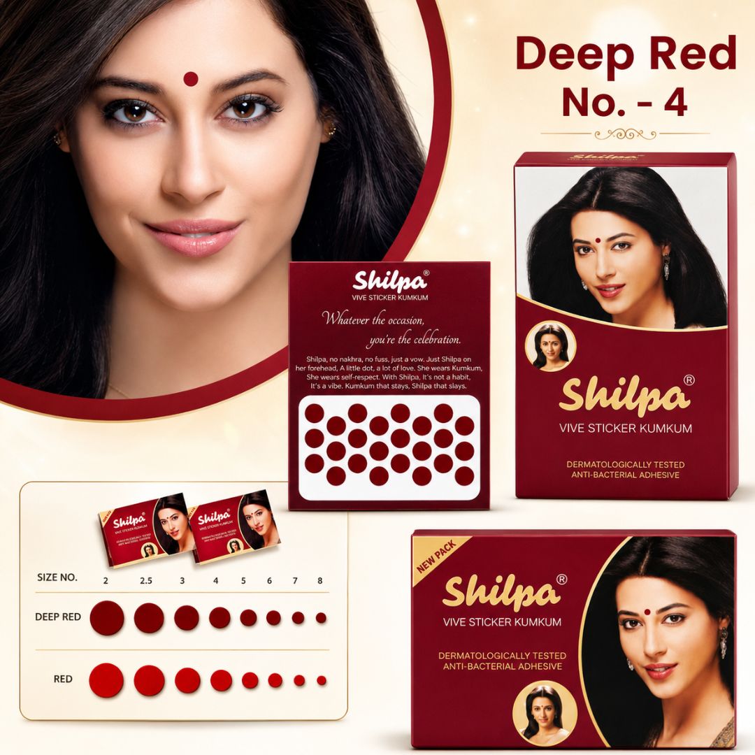 Bindi Rojo Intenso  | Velvet Sticker Kumkum | Bindi Deep Red in colour and Size-4 Shilpa