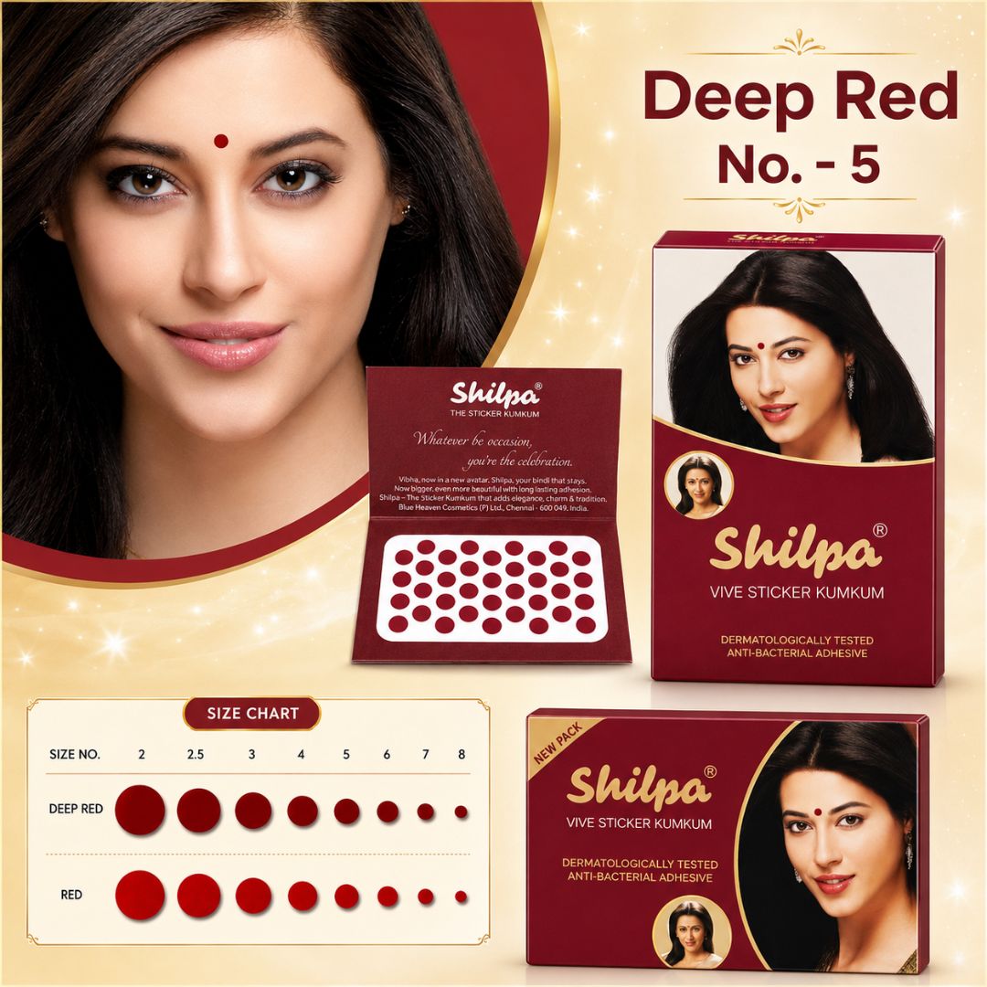 Bindi Rojo Intenso  | Velvet Sticker Kumkum | Bindi Deep Red in colour and Size-5 Shilpa