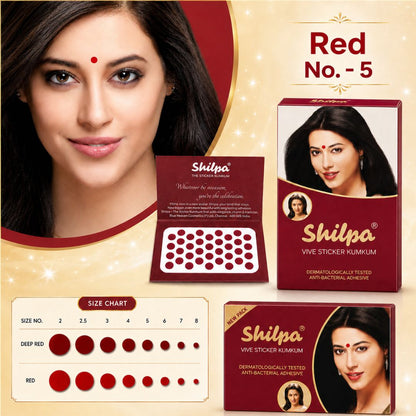 Bindi Rojo | Velvet Sticker Kumkum | Bindi Red in colour and Size-5 Shilpa