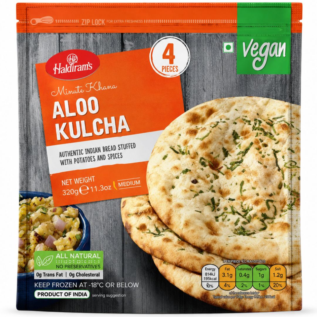 Pan relleno de Patata estofada y Especias (Congelado) | Aloo Kulcha 320g/4pcs. Haldiam (Frozen)
