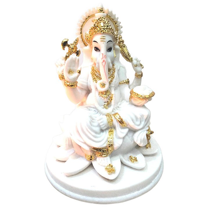 Estatuas del Señor Ganesha (ídolo) en mármol blanco | Lord Ganesha (Ganapati) Statue in White Marble (Idol)