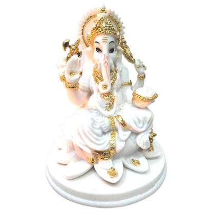 Estatuas del Señor Ganesha (ídolo) en mármol blanco | Lord Ganesha (Ganapati) Statue in White Marble (Idol)