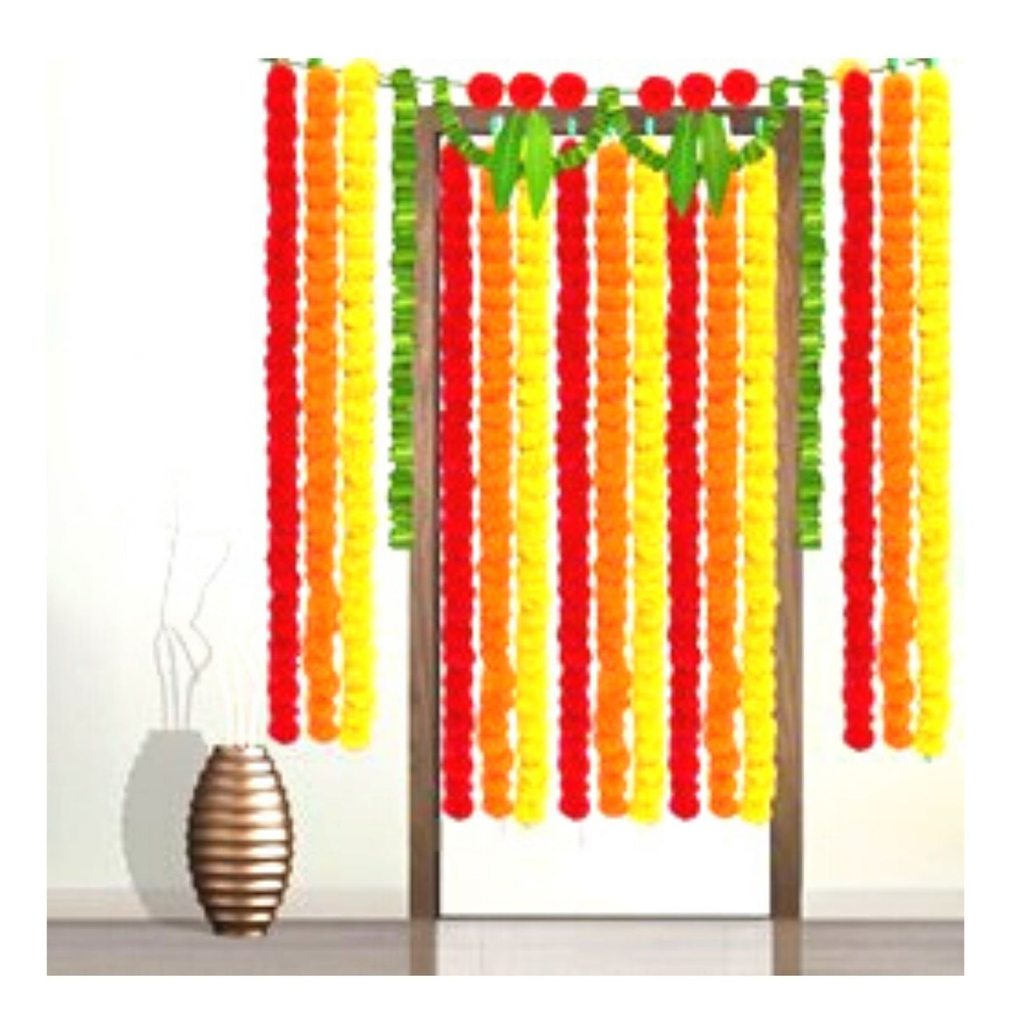 Artificial Flower Garland Strings | Phool Mala Artificial Marigold (Yellow) 1pcs.