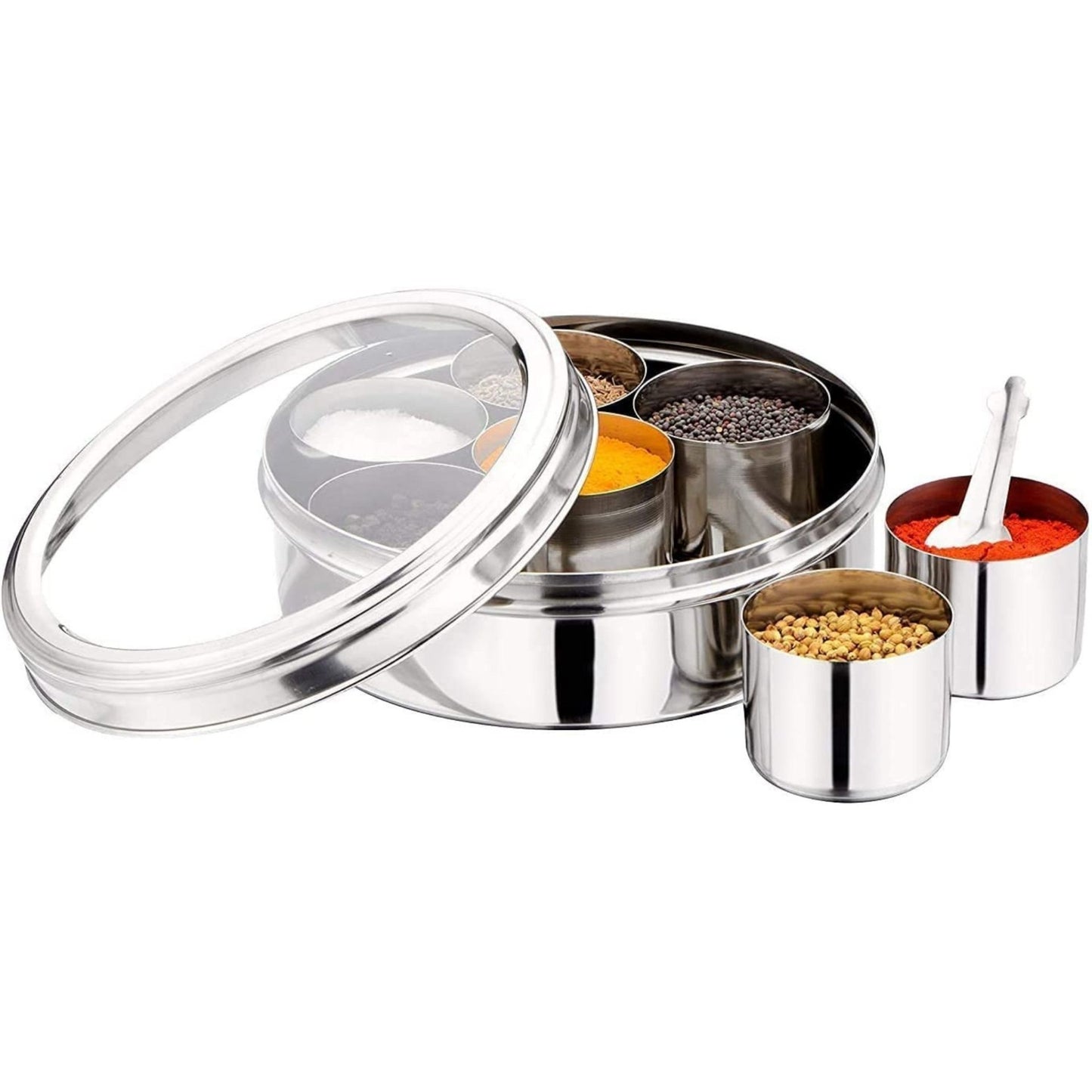 Organizador de especias | Indian Masala dabba | Spices organizer with Transparent lid