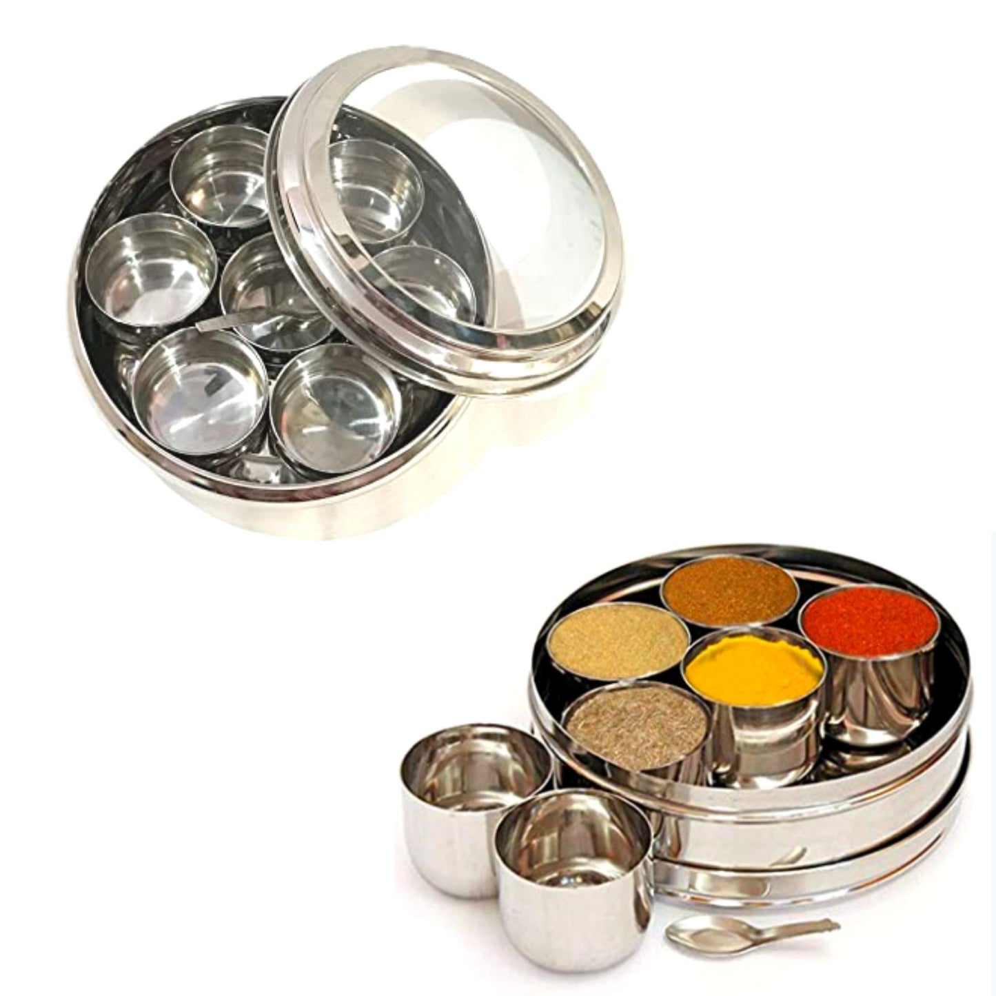 Organizador de especias | Indian Masala dabba | Spices organizer with Transparent lid
