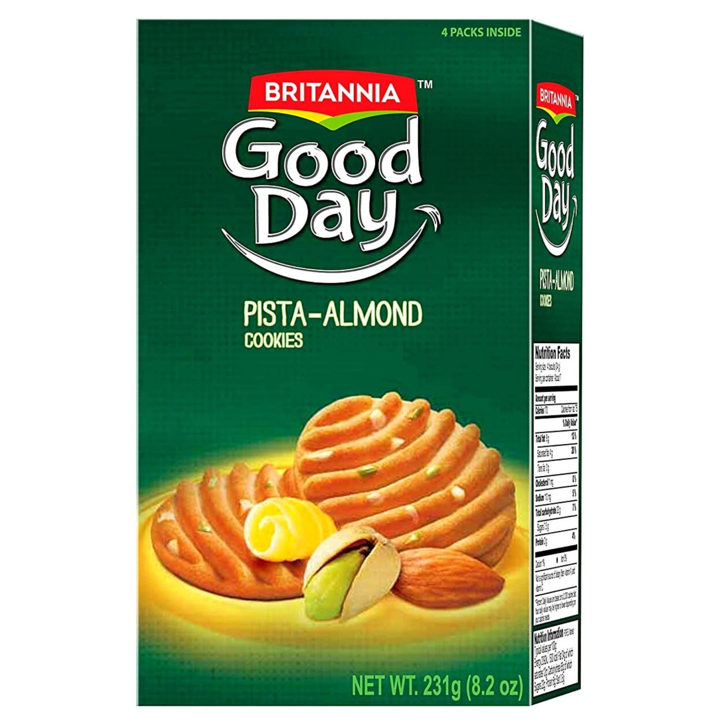 Galletas de pistacho y almendra | Good Day Pista Almond Cookies 231g Britannia