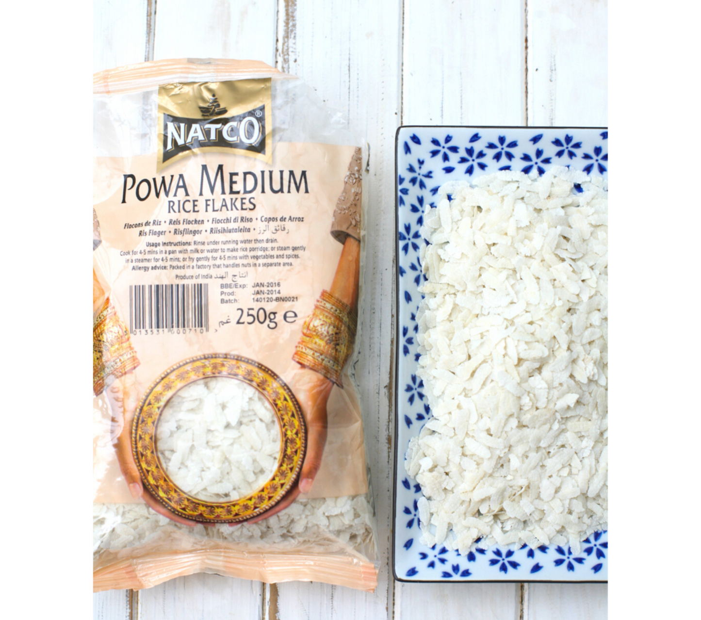 Copos de Arroz | Rice Flakes Medium | Poha Medium 250g Natco