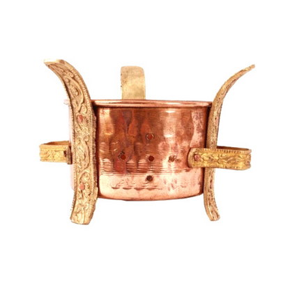 Copper Sigdi with Brass Bracket | Anghithi | Copper Sigdi with Brass Bracket for 2 Portions